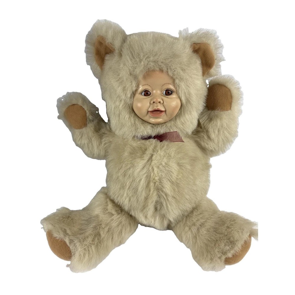 Vintage 1990 Center Stage Baby Pets Plush Teddy Bear Vinyl Rubber Face Doll
